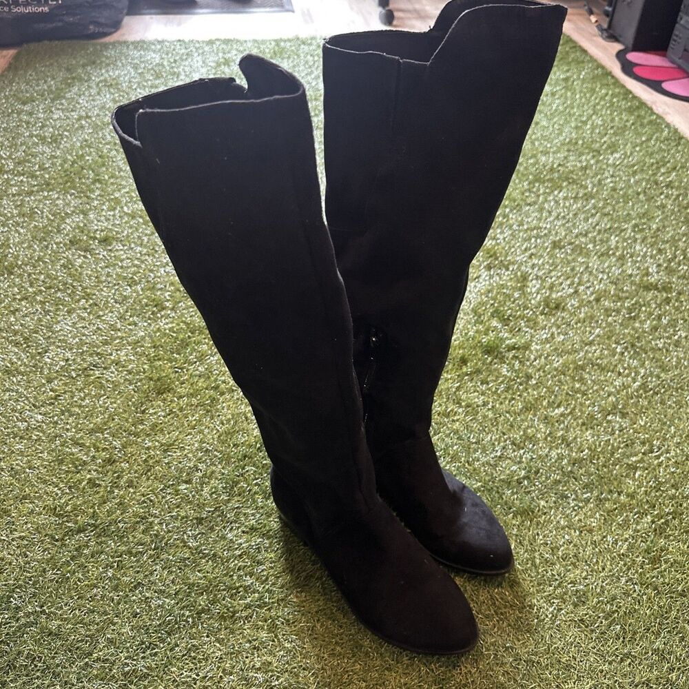Indigo Rd. WAREN2 Black Suede Round Toe Pull On Over The Knee Slouch Boots 7.5 M
